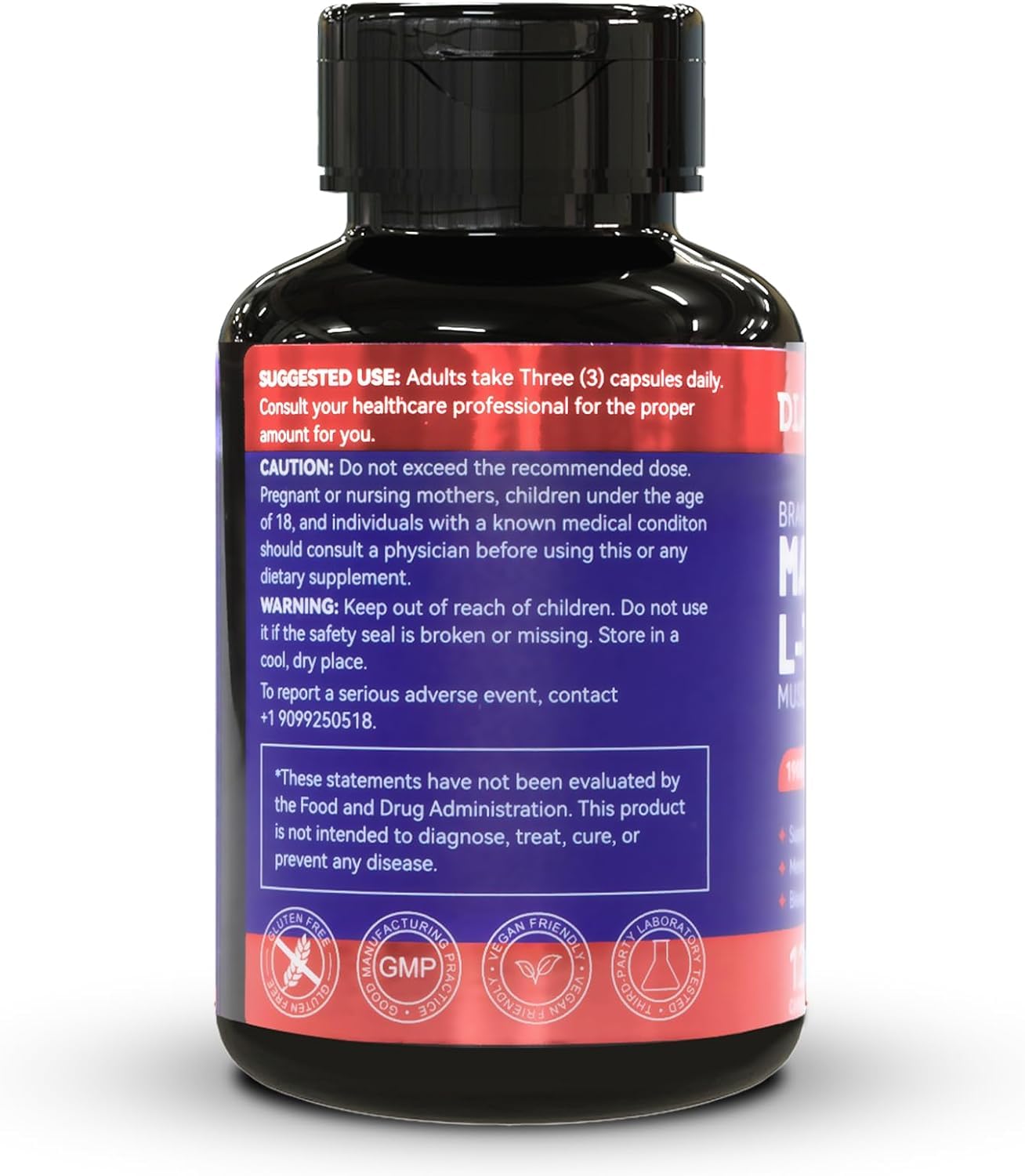 Close-up of vegan magnesium L-Threonine capsules