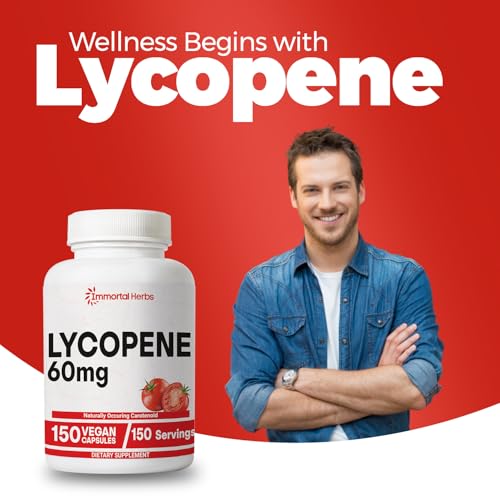 Vegan lycopene capsules in bottle