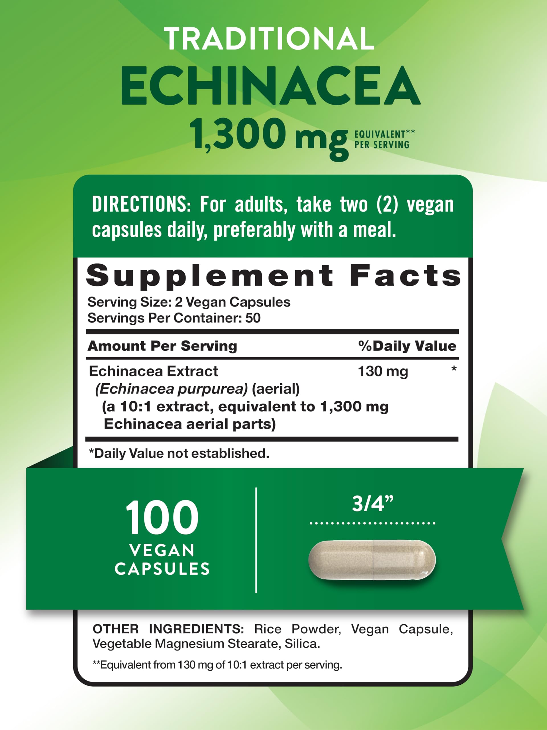 Vegan echinacea capsules in bottle packaging