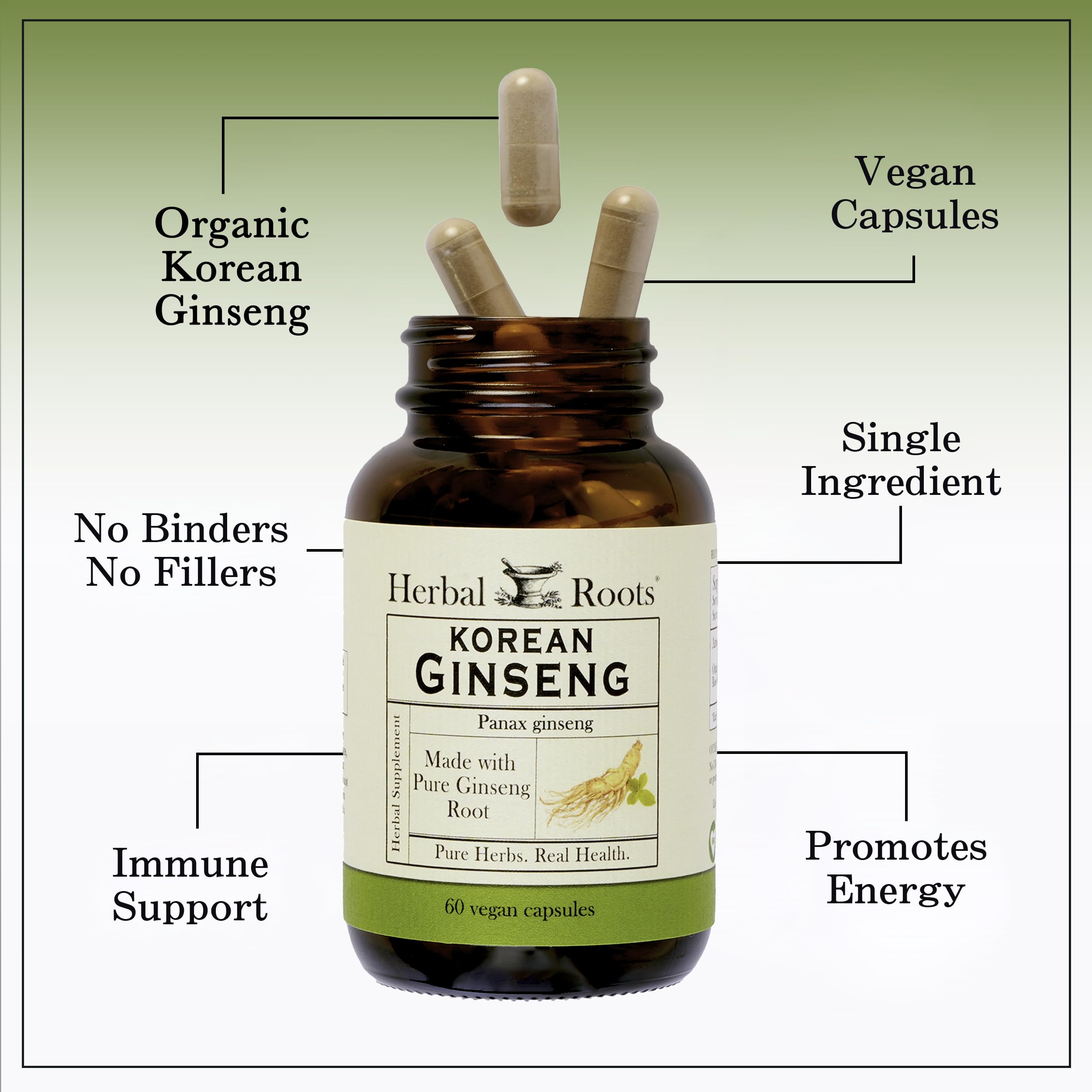 60 vegan capsules of Panax ginseng