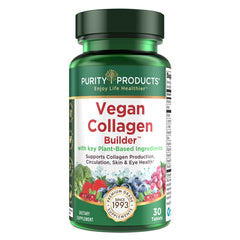 Hero image of Vegan Collagen Builder bottle and tablets