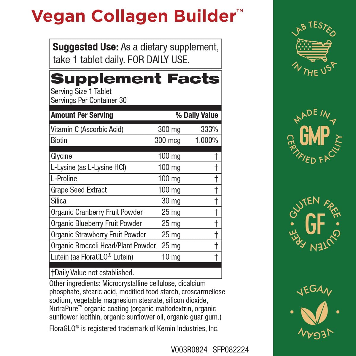 Close-up of vegan collagen builder tablets