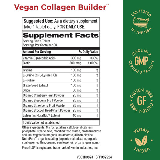 Close-up of vegan collagen builder tablets