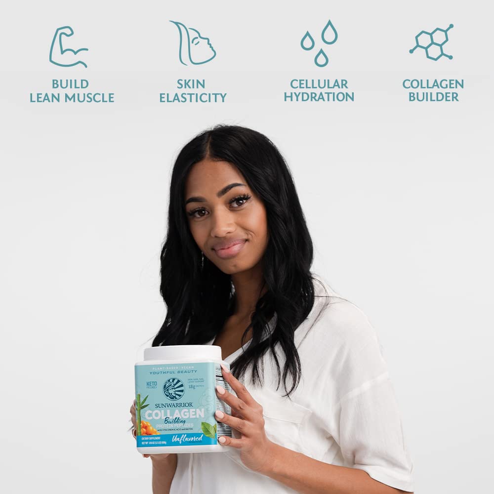 Sunwarrior vegan collagen powder packaging close-up