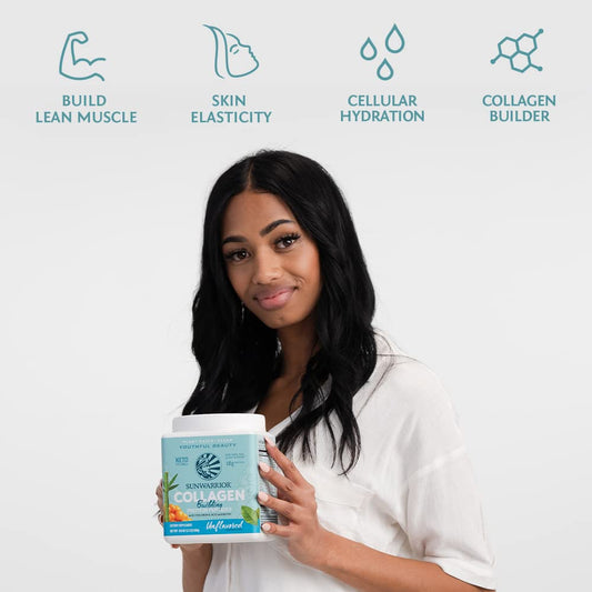Sunwarrior vegan collagen powder packaging close-up