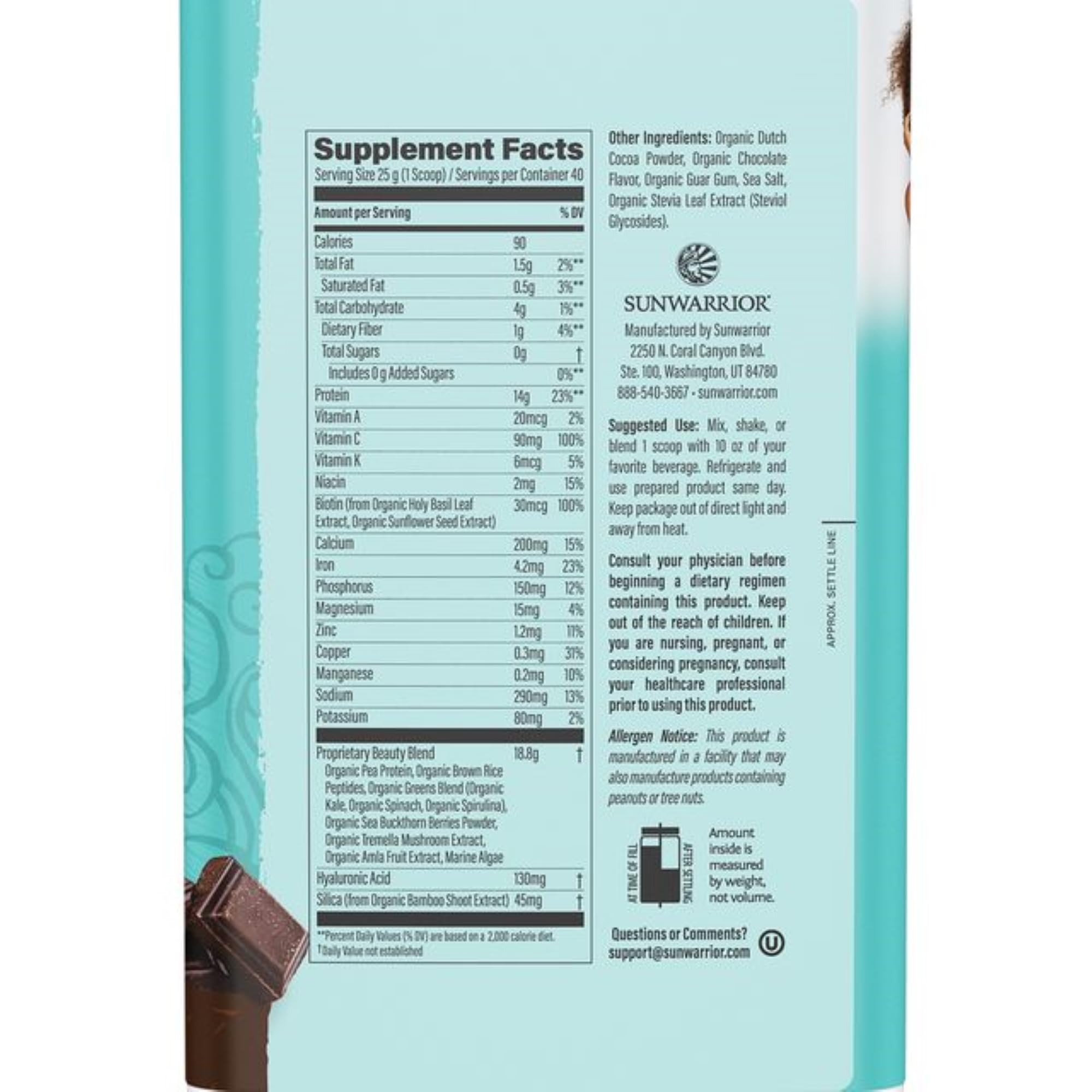 Close-up of plant-based ingredients and silica in vegan collagen formula