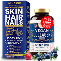 Bottle of vegan collagen supplement tablets for men and women