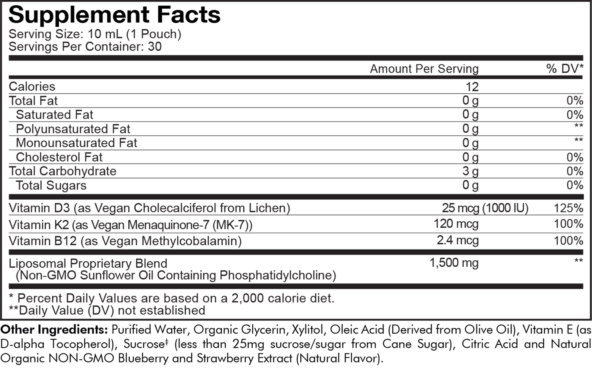 Vegan D3, K2 MK-7, and B12 ingredients