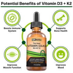 Close-up of product label showing vegan D3 + K2 MK-7 and MCT oil