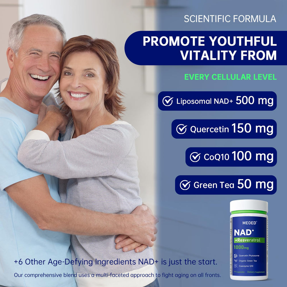 Vegan energy supplement ingredients: Resveratrol, NAD+, CoQ10, Quercetin