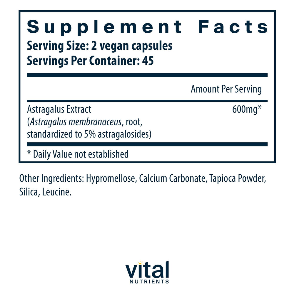 Vegan formula Vital Nutrients astragalus bottle front