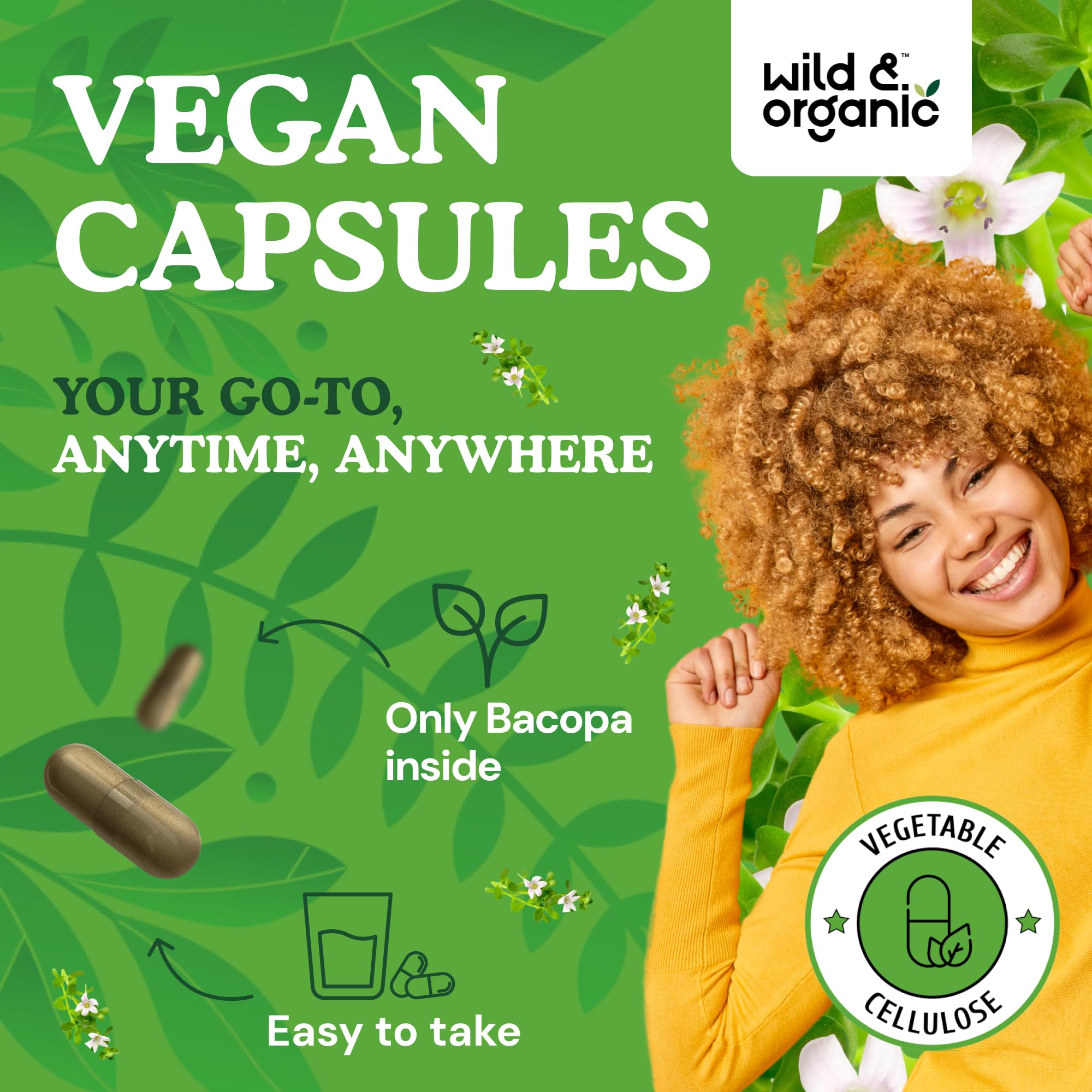 Vegan-friendly Bacopa Monnieri capsules label