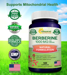Vegan-friendly Berberine capsules in a clear bottle