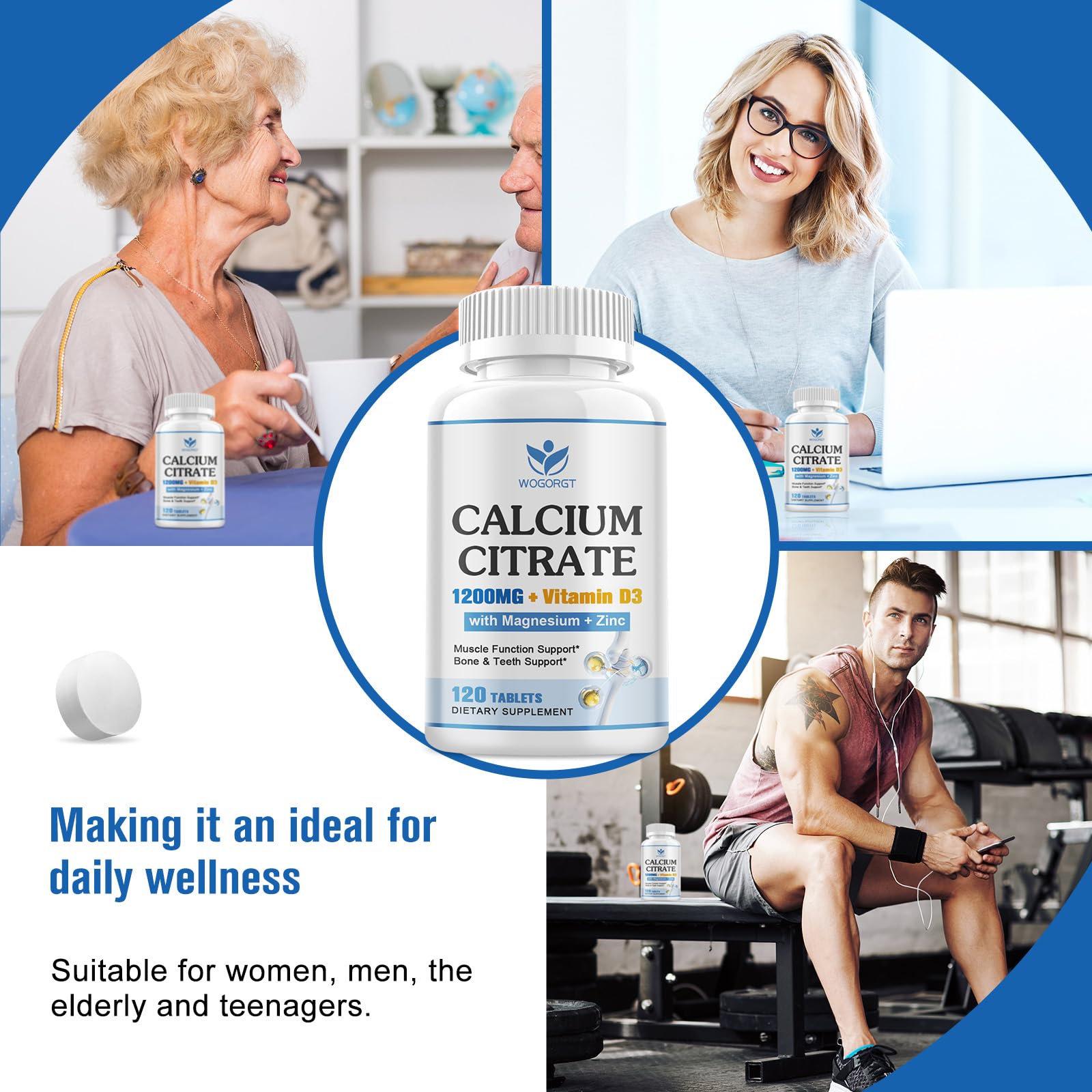 Vegan-friendly calcium citrate 1200mg with D3 label