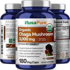 Vegan-friendly chaga mushroom supplement