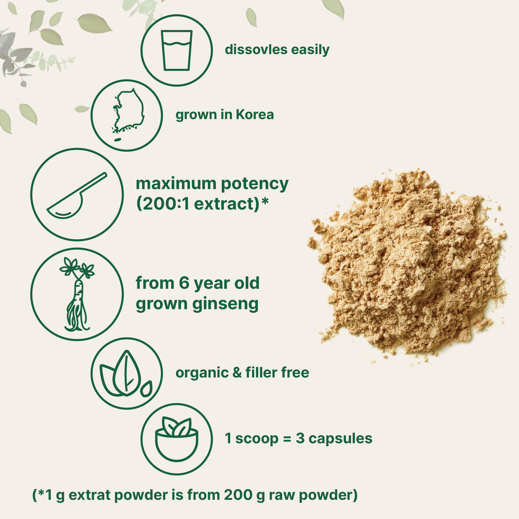 Vegan-friendly ginseng powder 4 oz