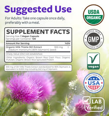 Vegan-friendly milk thistle capsules with organic rice concentrate