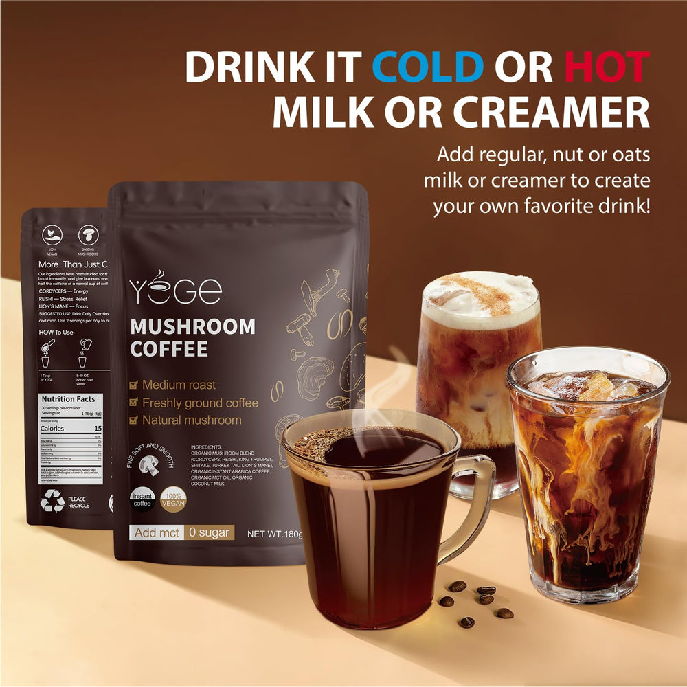 Vegetarian-friendly mushroom coffee without fillers or artificial colors.