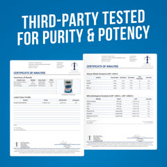 Third-party testing results for purity and potency