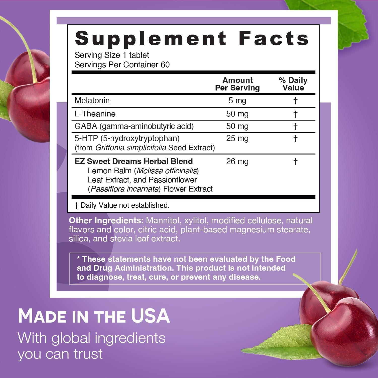Label showing vegan, gluten-free, non-GMO, zero sugar formula