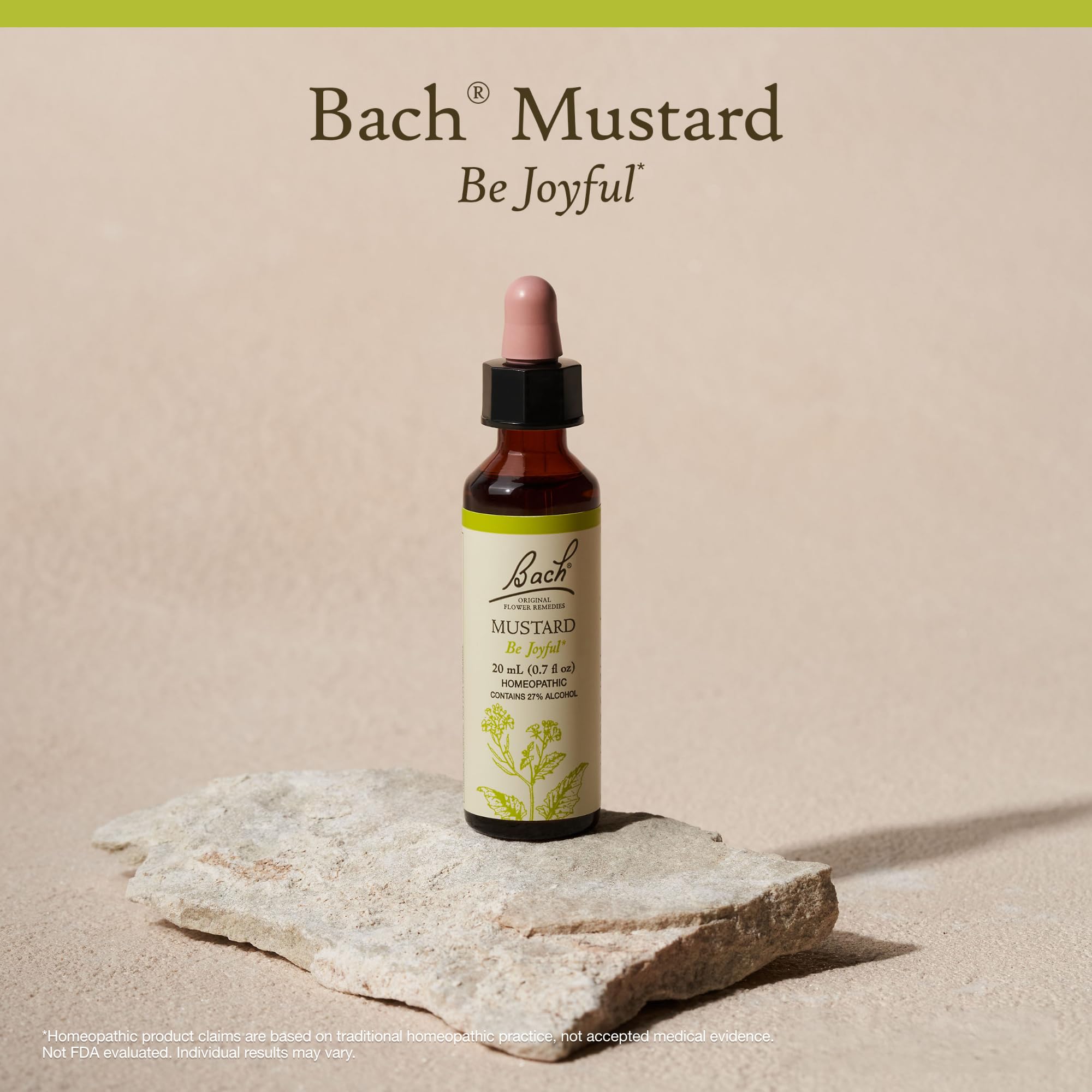Vegan, gluten-free, sugar-free Bach Flower Remedy Mustard bottle