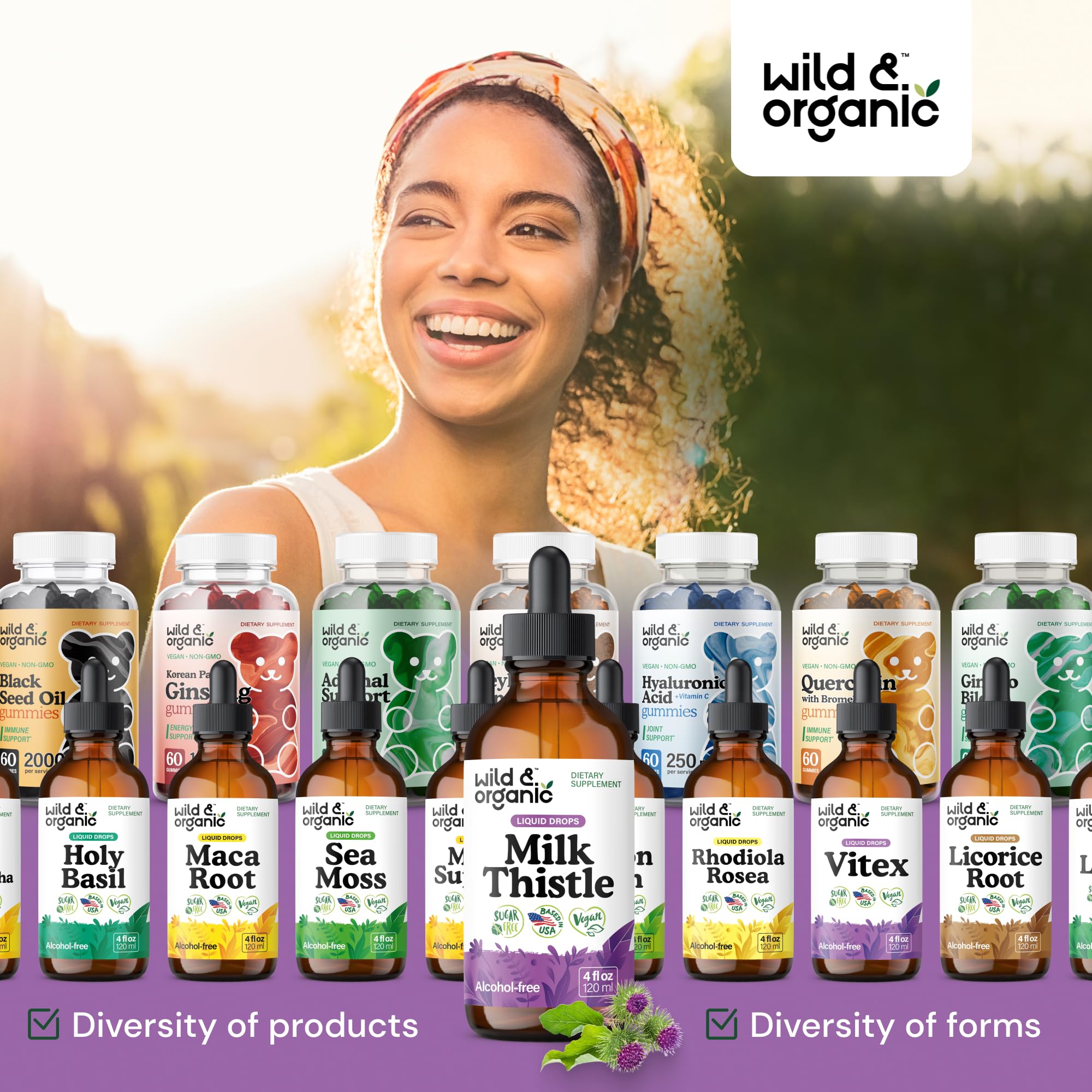 Vegan glycerin-based milk thistle tincture bottle