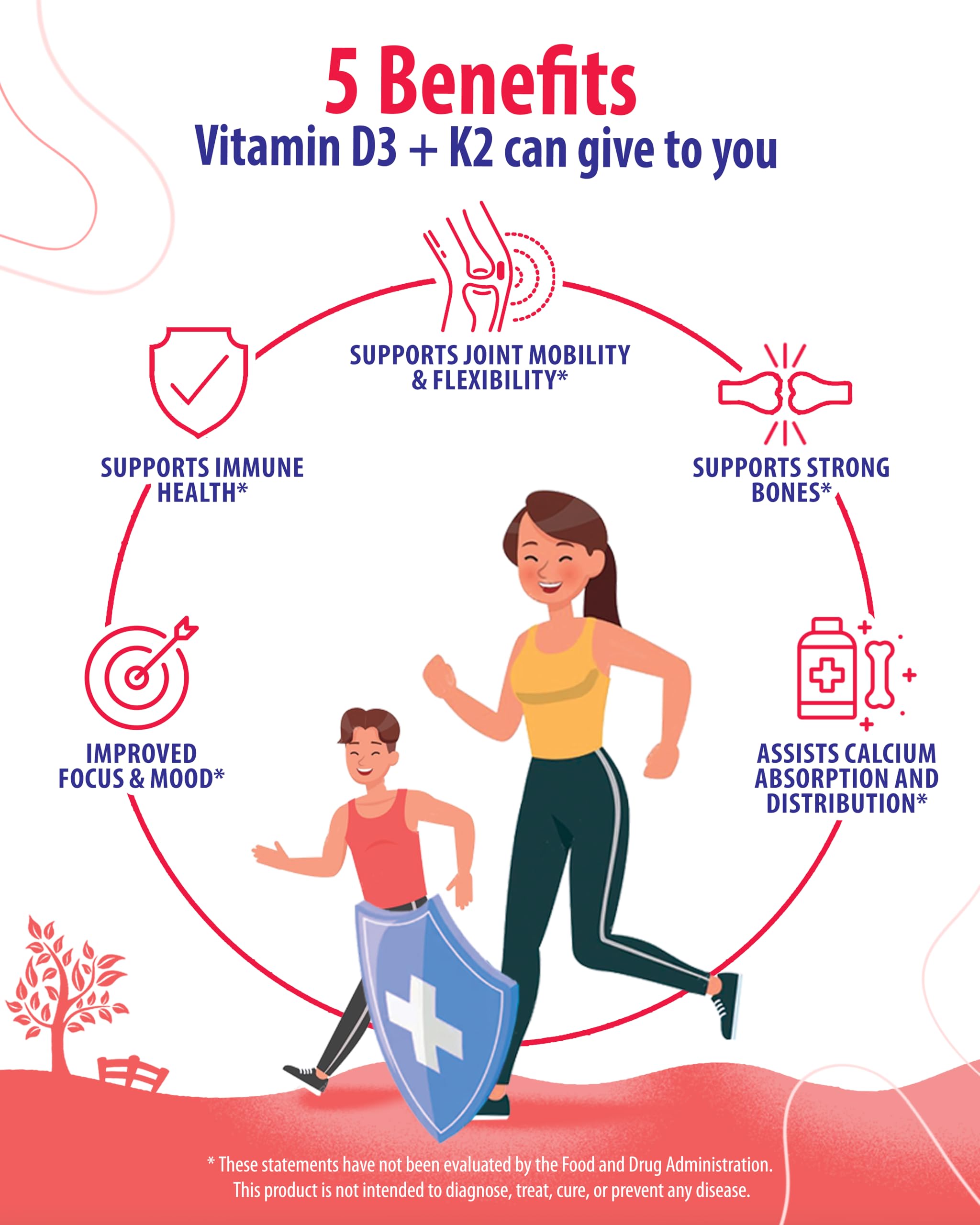 Lifestyle shot showing vegan, halal, gluten-free Vitamin D3 K2 gummies
