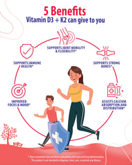 Lifestyle shot showing vegan, halal, gluten-free Vitamin D3 K2 gummies