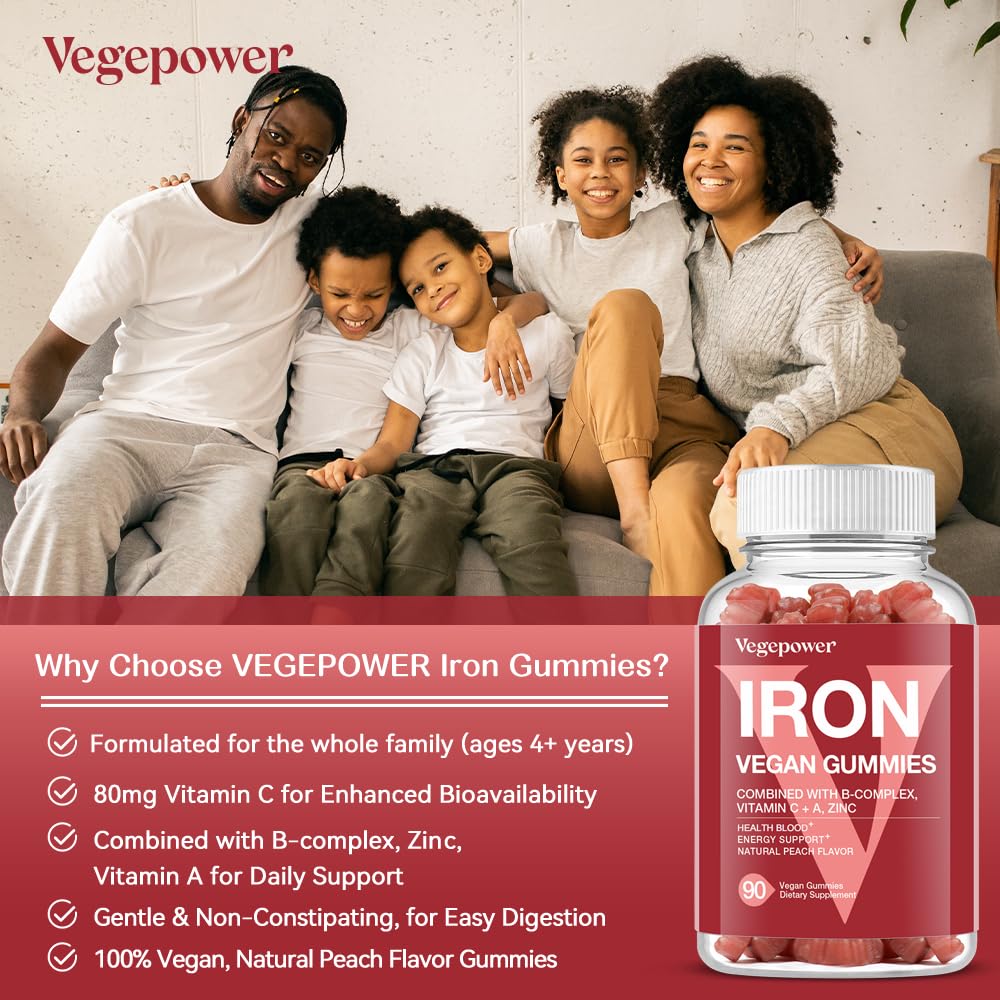 Ingredients label for VEGEPOWER Iron Gummies