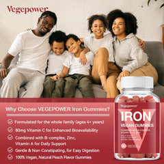 Ingredients label for VEGEPOWER Iron Gummies
