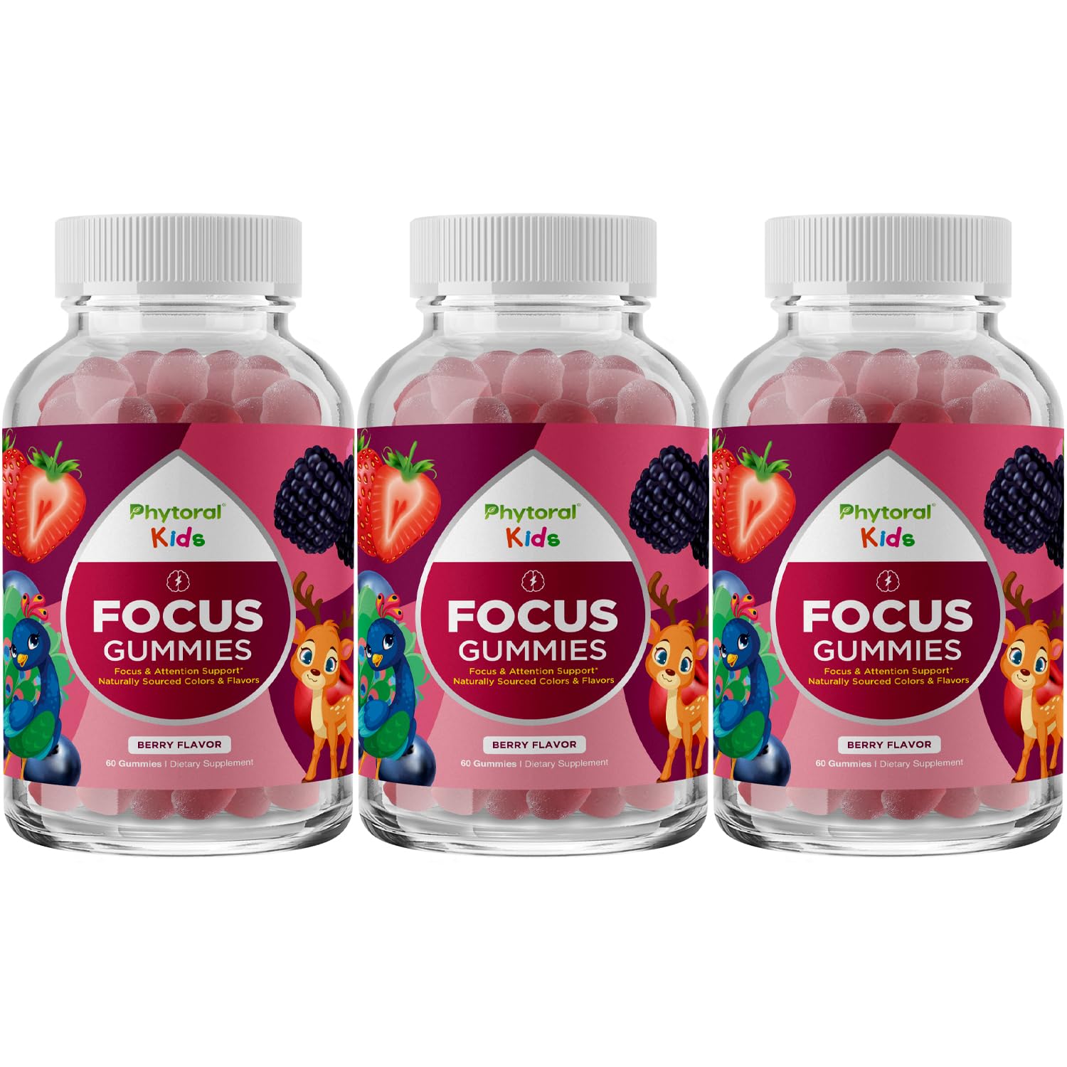 Front view of Vegan Kids Focus Gummies packaging