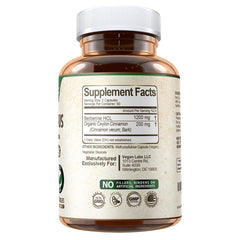 Close-up of ingredient label showing cinnamon and berberine