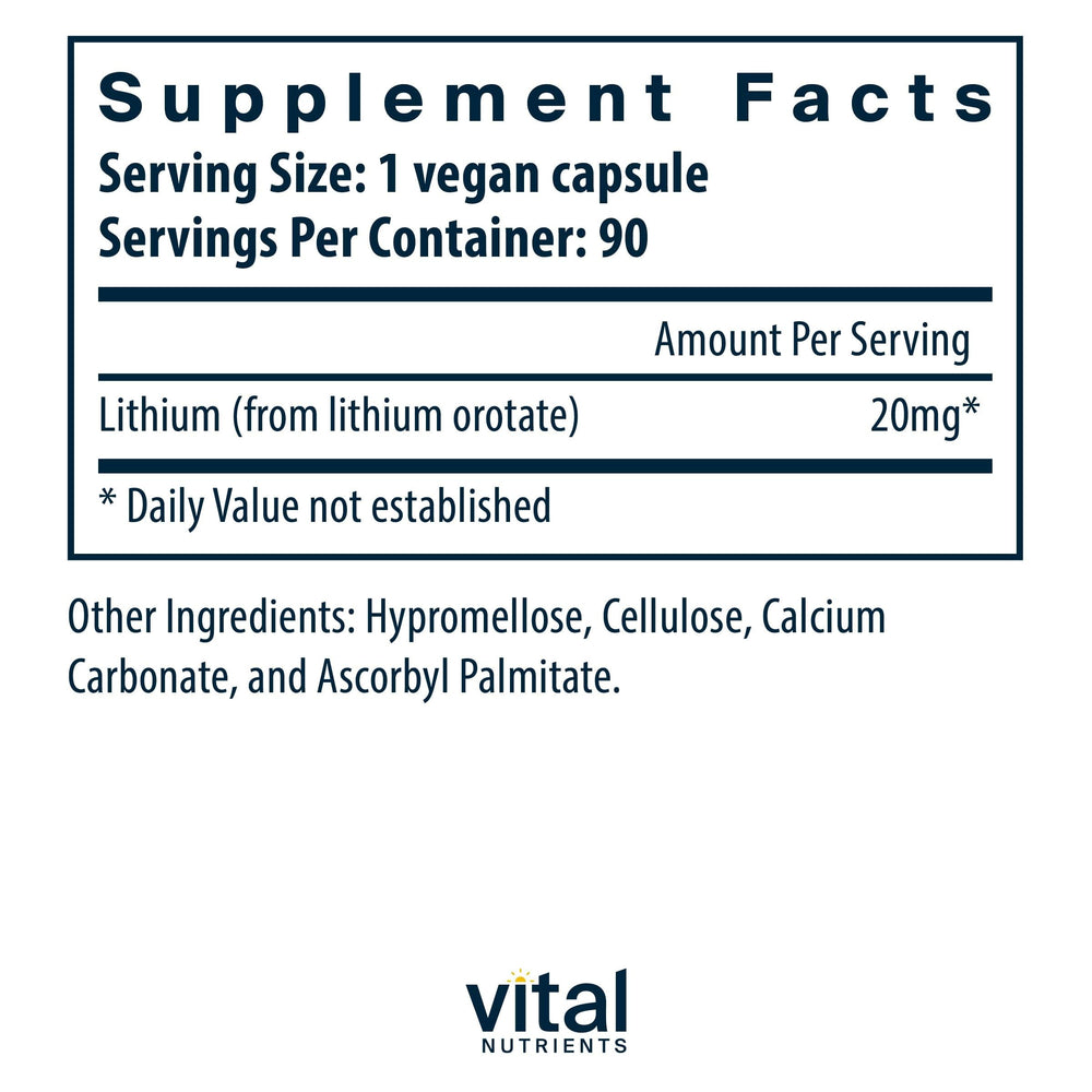 Vegan lithium supplement bottle