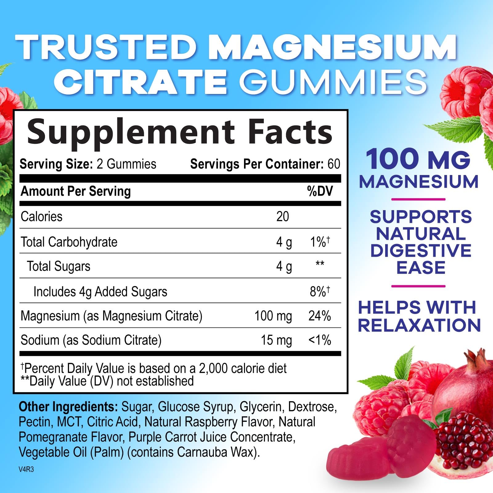 Vegan magnesium citrate gummies packaging