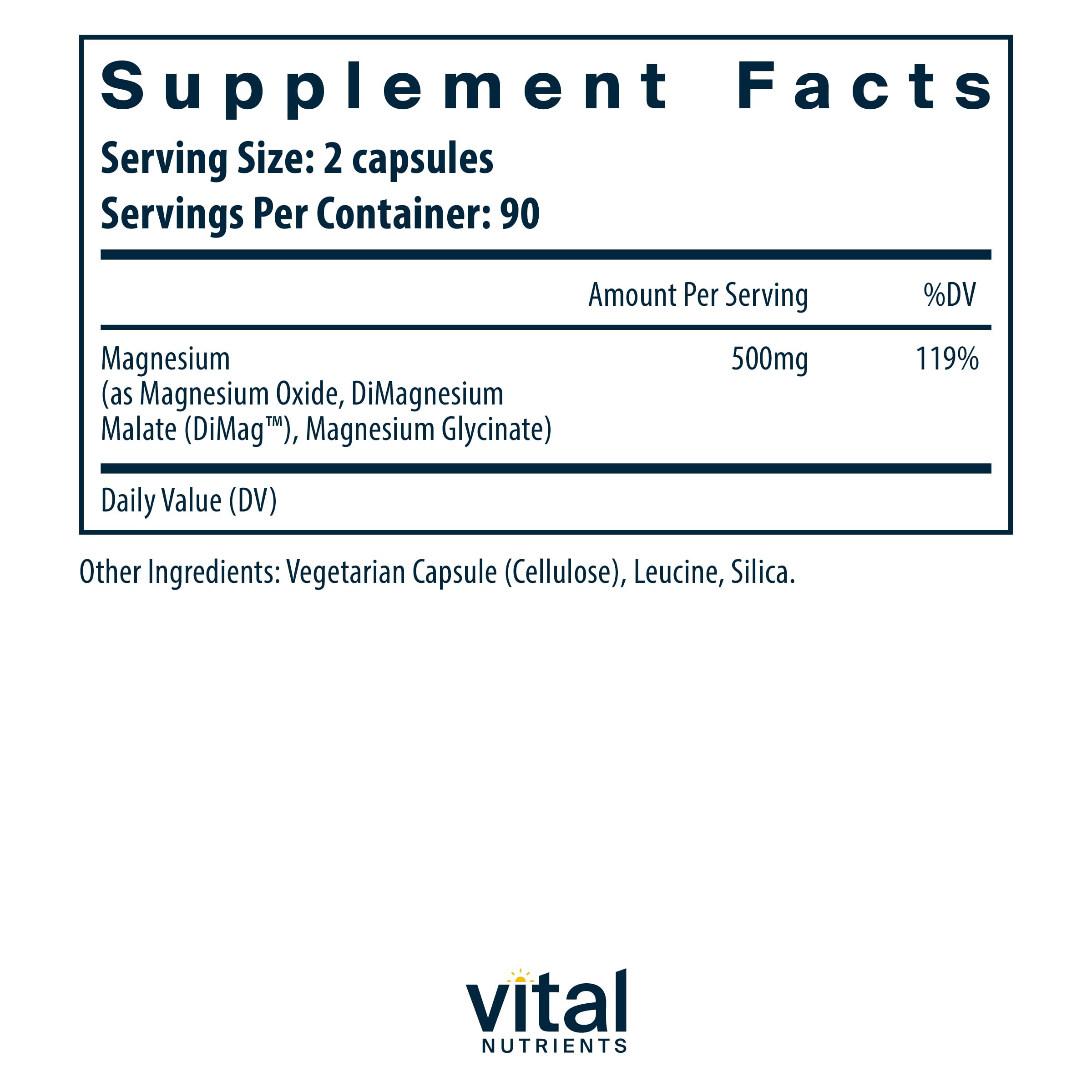 Vegan magnesium glycinate, dimagnesium malate and oxide 250mg blend