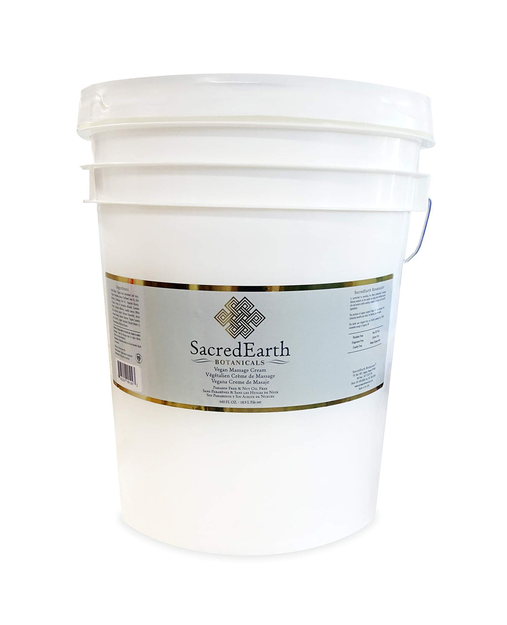 Vegan Massage Cream 5 Gallon Pail Unscented - Water Dispersible, Nut-Free, Gluten-Free, Organic Oils & Extracts