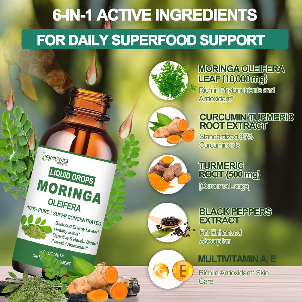 Vegan moringa liquid drops for immune support