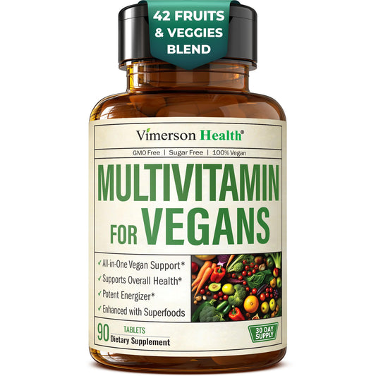 Front view of Vegan Multivitamin for Women & Men bottle – 90 tablets
