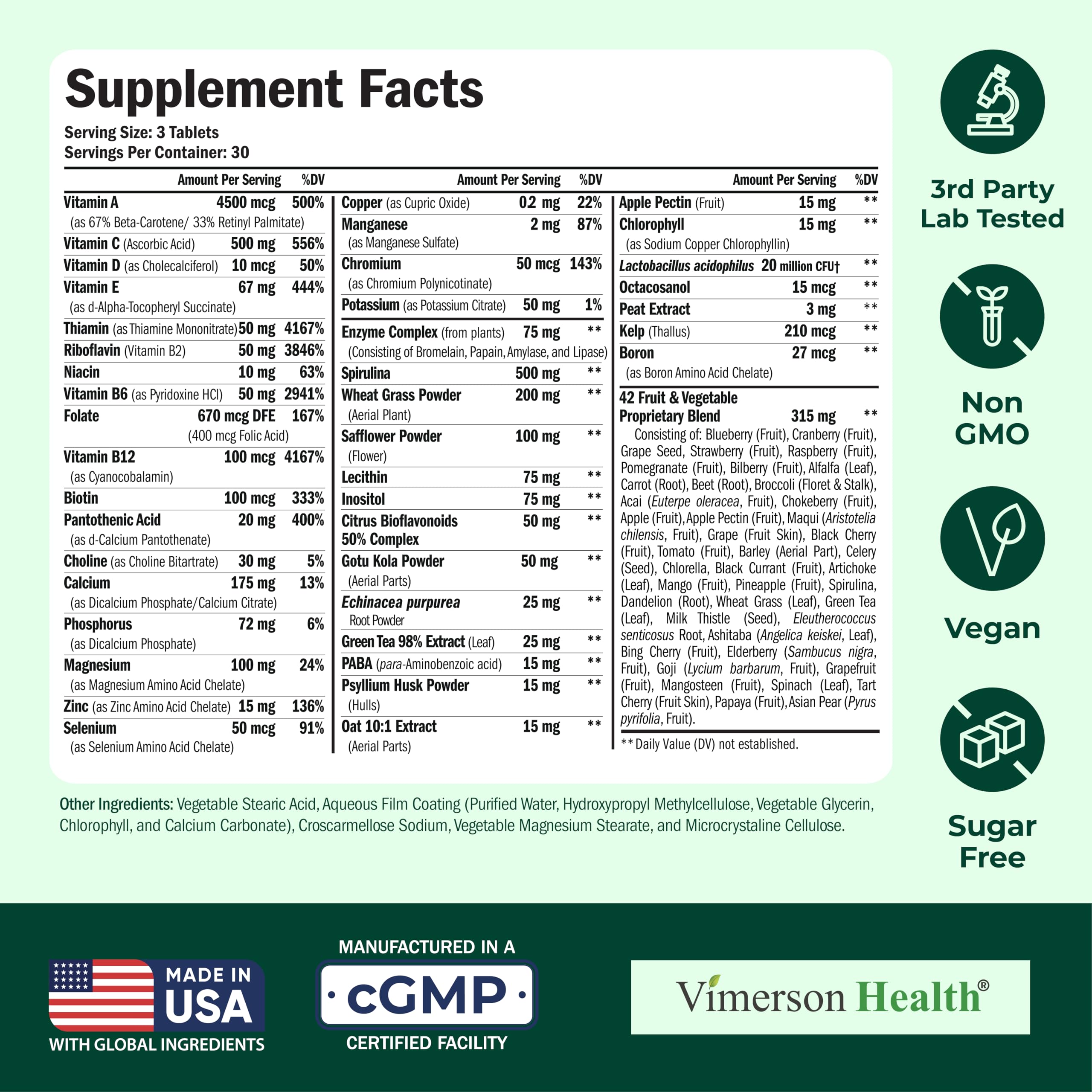 Chelated minerals and Vitamin D3 highlighted on label