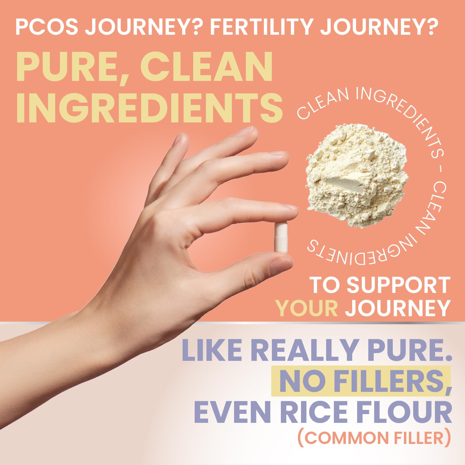 Ingredient panel for vegan Myo-Inositol & D-Chiro Inositol supplement
