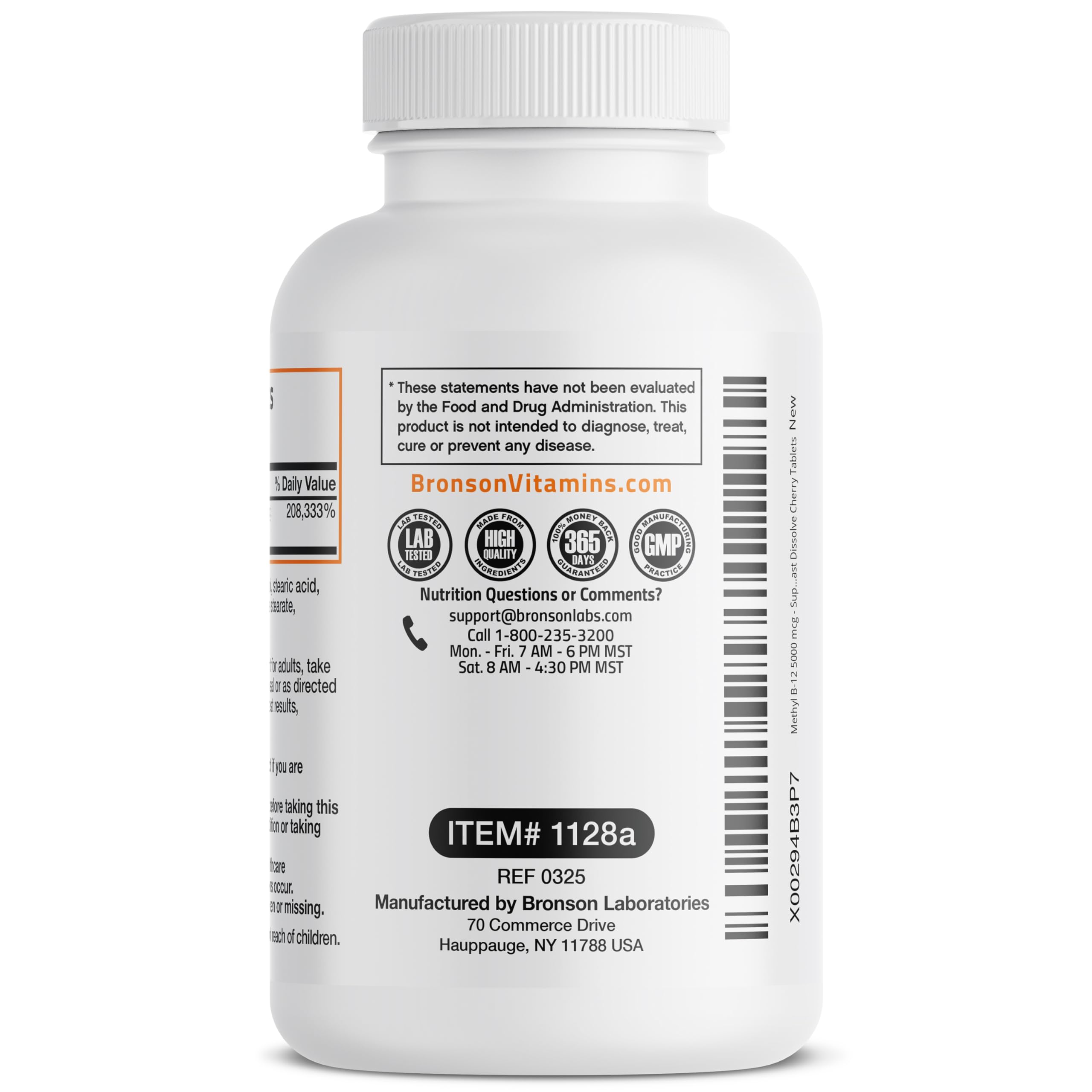 Vegan, Non-GMO, Gluten-Free, Soy-Free Vitamin B12 bottle label