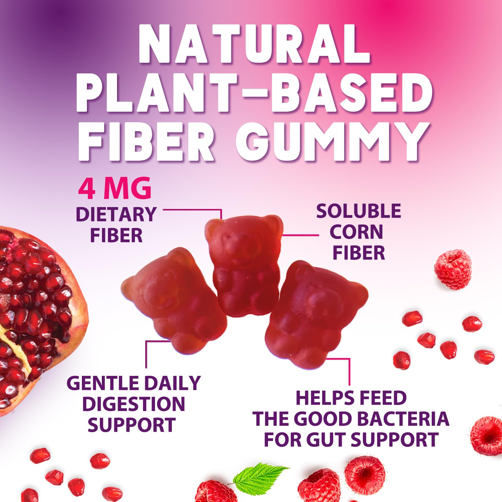 Vegan, Non-GMO, Gluten-Free Fiber Gummies packaging