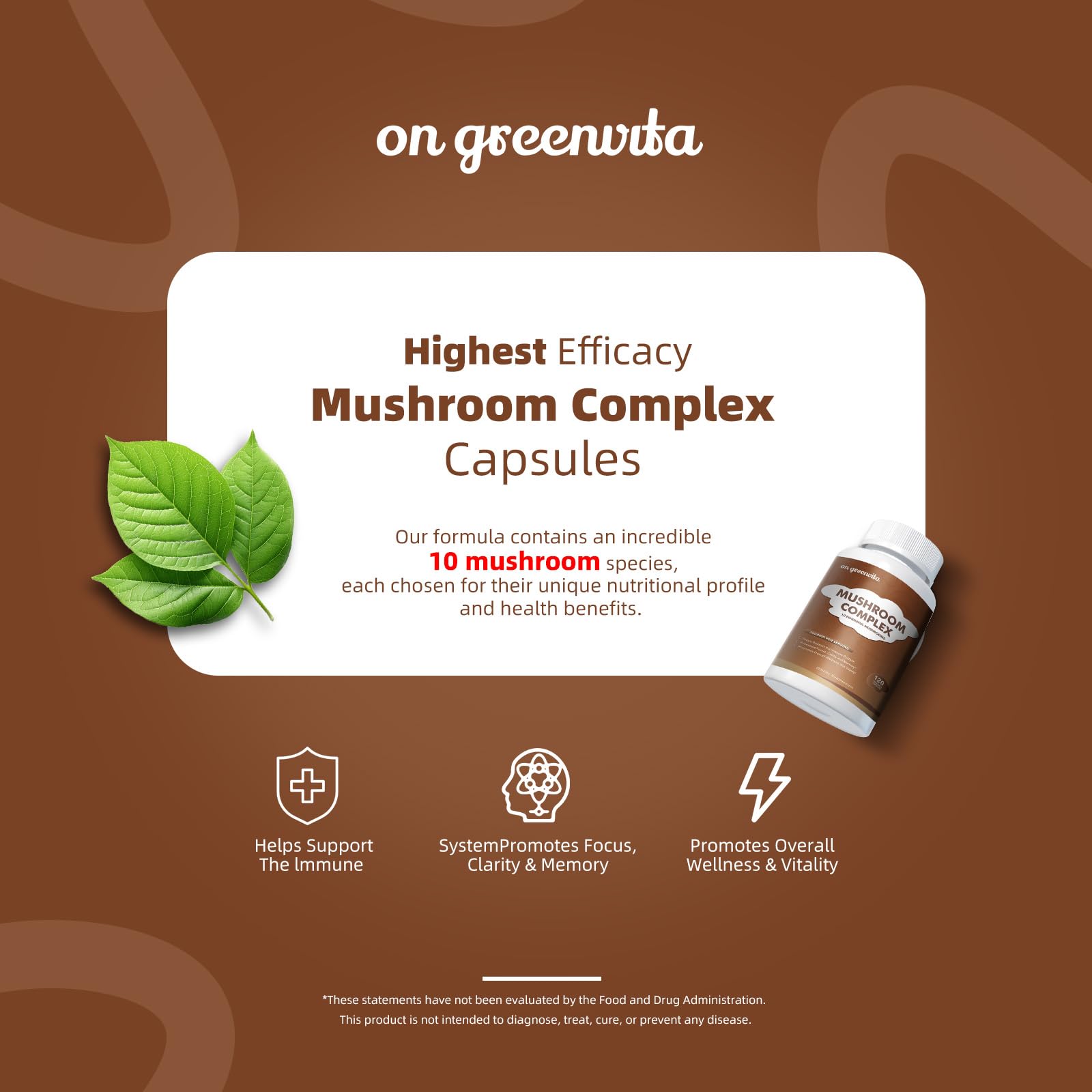 Vegan non-GMO gluten-free mushroom capsules packaging