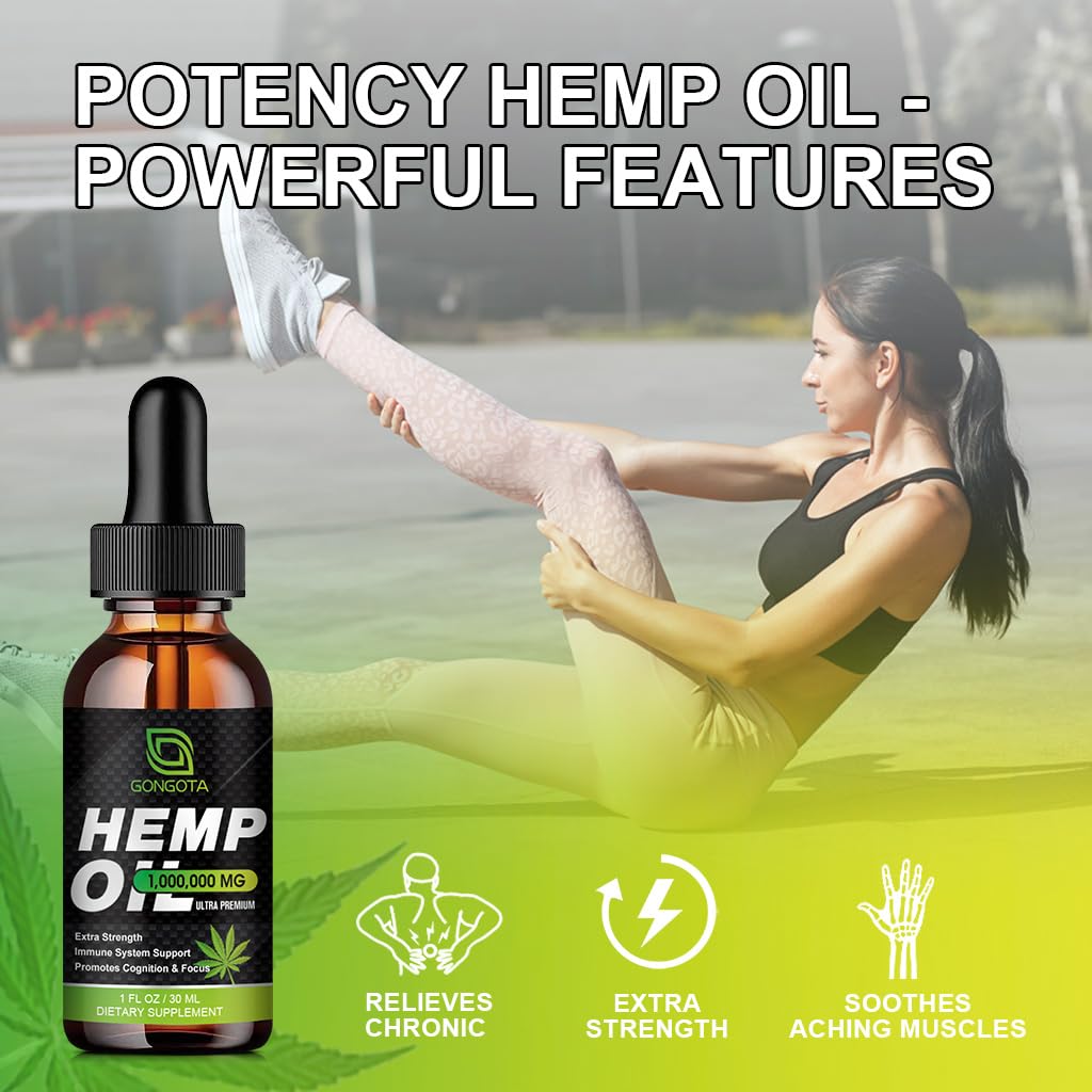 Vegan and non-GMO hemp oil bottle