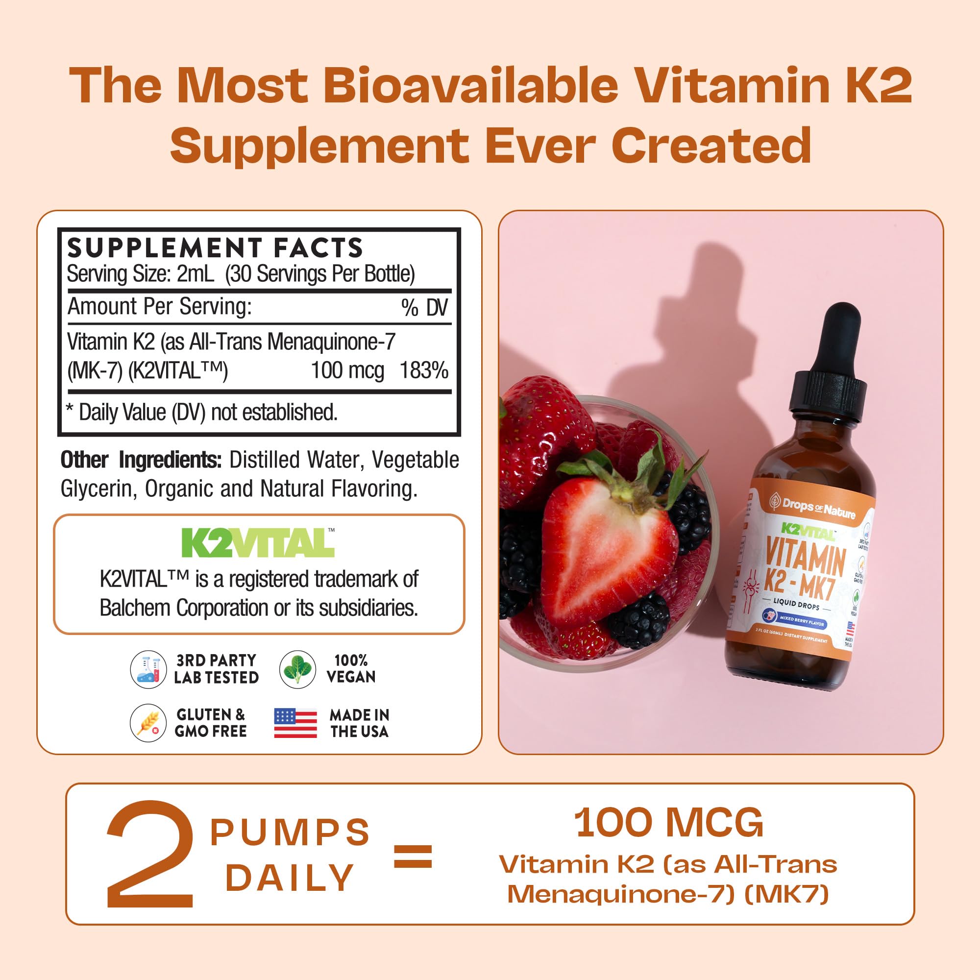 Vegan and Non-GMO Vitamin K2 MK-7 label
