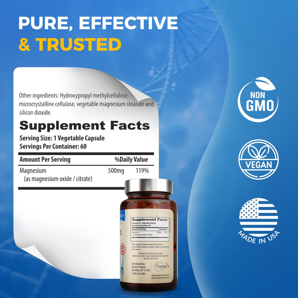 Vegan, non-GMO magnesium capsules