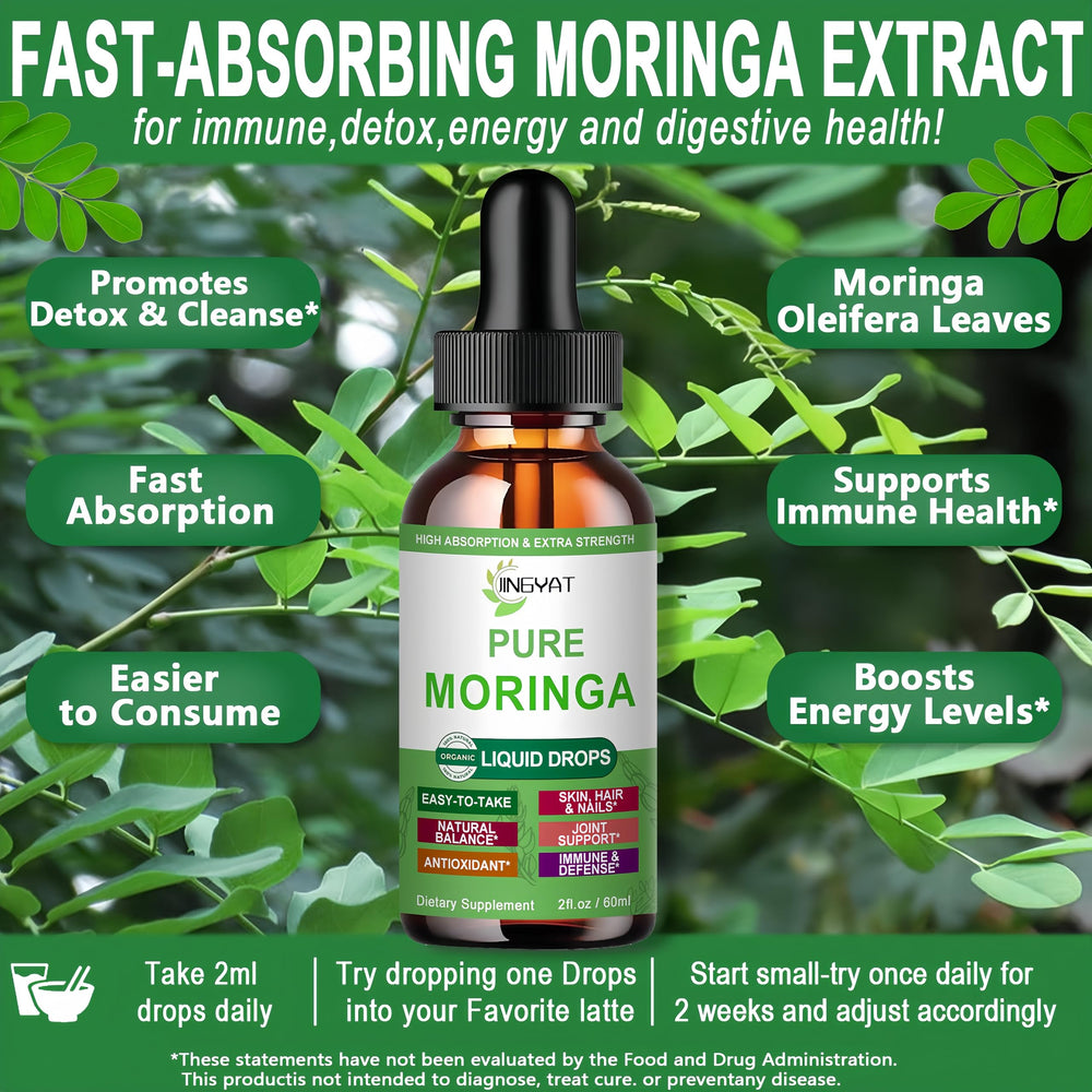 Vegan, non-GMO moringa liquid drops label