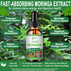 Vegan, non-GMO moringa liquid drops label