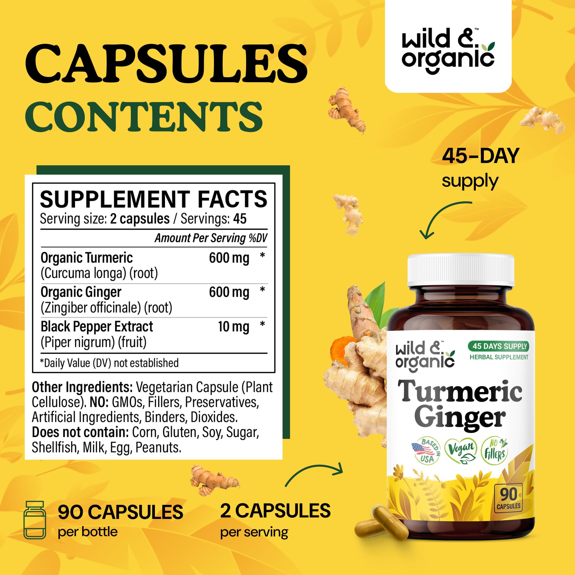 Vegan, non-GMO, no fillers label