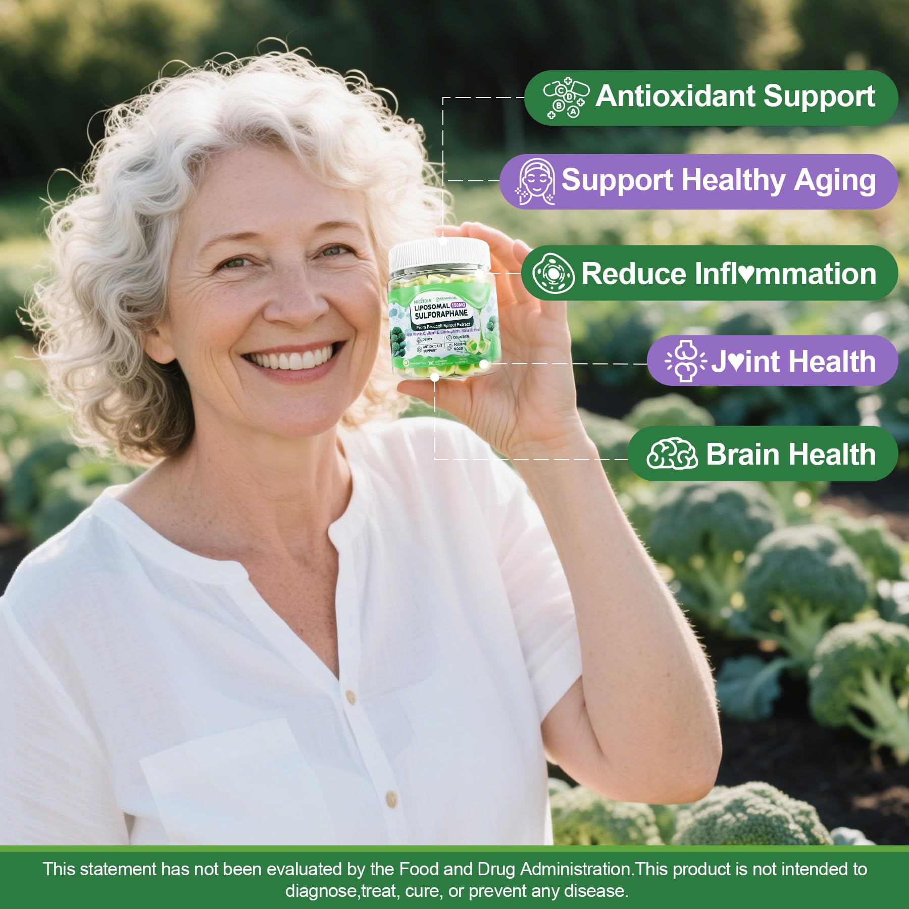 Vegan, non-GMO label on sulforaphane gummies